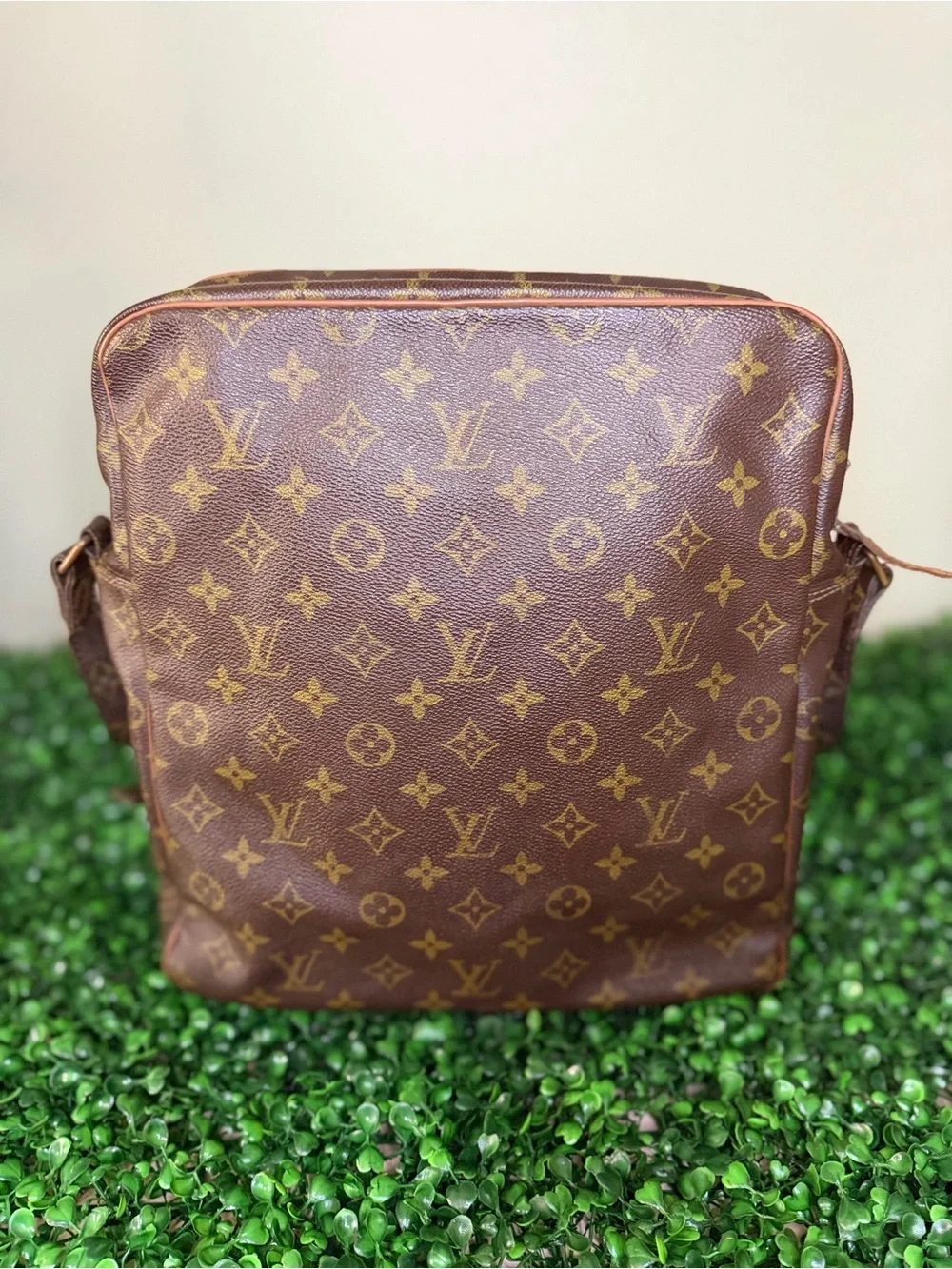 Louis Vuitton Brown Monogram Messenger Bag with Gold Accents